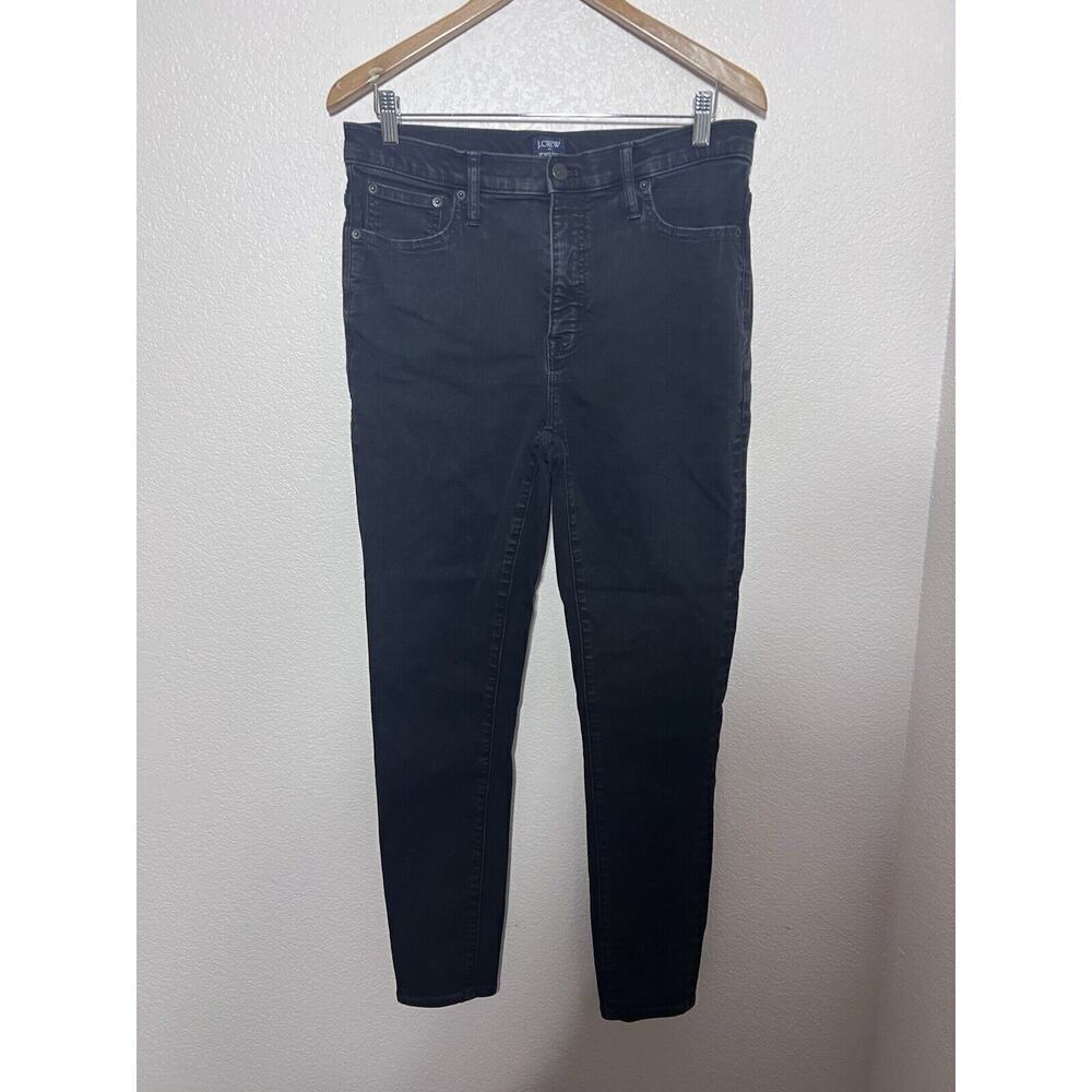 J Crew Jeans Women Sz 31 Tall 9" Mid Rise Signature Stretch Black Skinny Dark